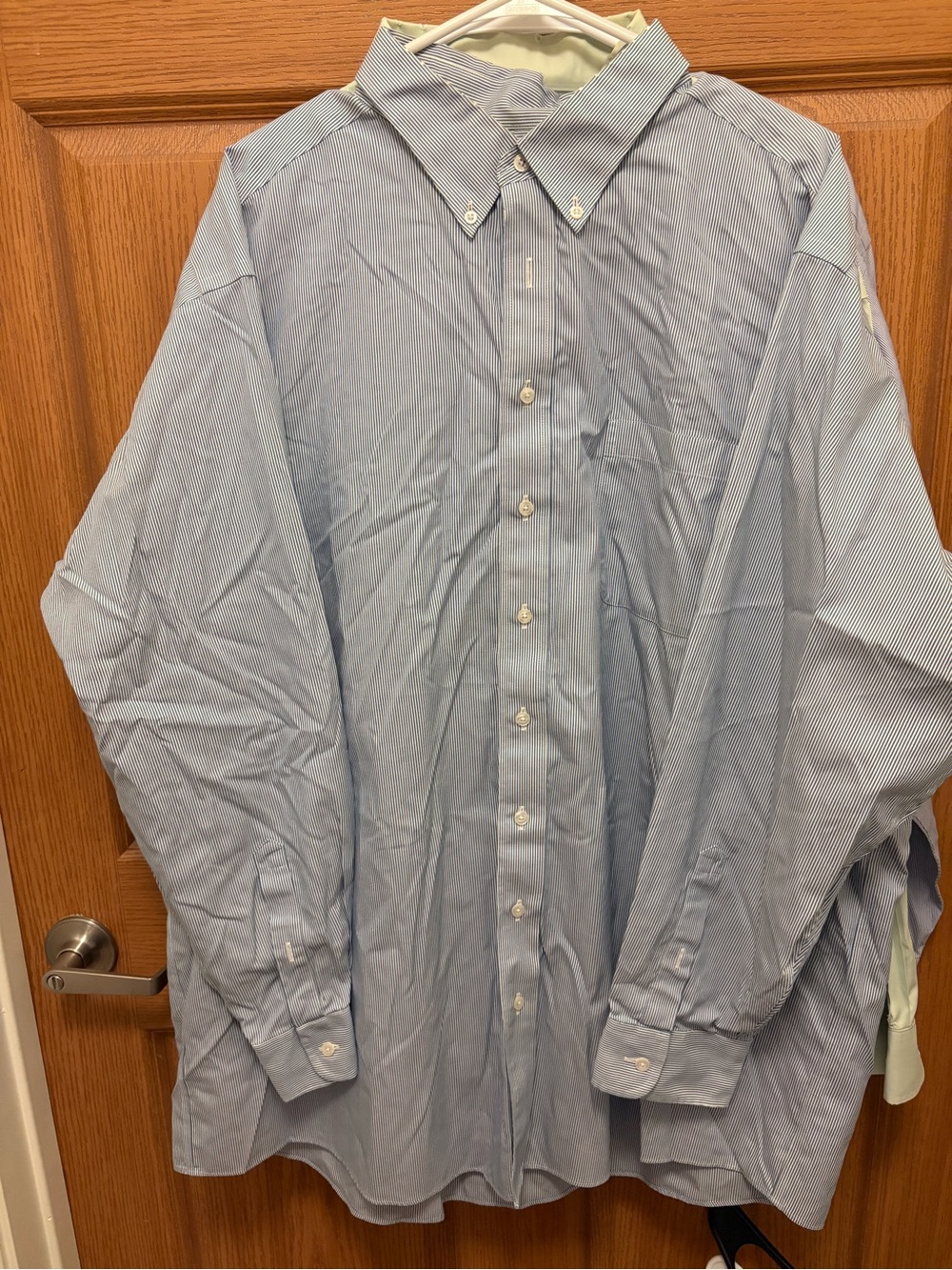 Roundtree & Yorke Light Blue Micro-Stripe Button-Down Dress Shirt